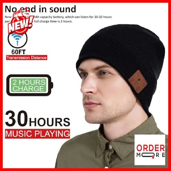 Merino Wool Bluetooth Beanie with HD Stereo, 30-Hour Play Time, Built-in Mic main image 2